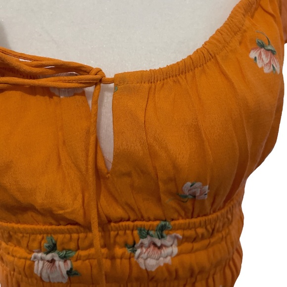 Zara orange floral milkmaid crop top - Picture 6 of 13